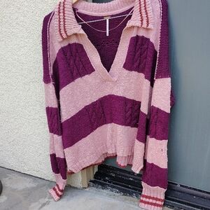 Women's Free People Striped  Oversized Crop Sweater